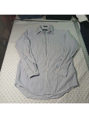 Vintage Alexander Julian Colours Blue White Stripe Button Down Shirt Size 14 32